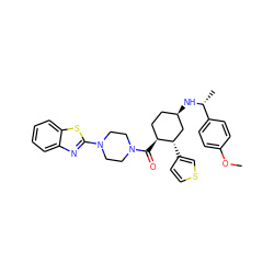 COc1ccc([C@@H](C)N[C@@H]2CC[C@H](C(=O)N3CCN(c4nc5ccccc5s4)CC3)[C@@H](c3ccsc3)C2)cc1 ZINC000073224171