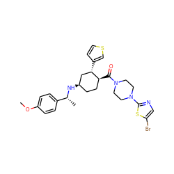 COc1ccc([C@@H](C)N[C@@H]2CC[C@H](C(=O)N3CCN(c4ncc(Br)s4)CC3)[C@@H](c3ccsc3)C2)cc1 ZINC000073224170
