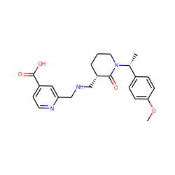 COc1ccc([C@@H](C)N2CCC[C@@H](CNCc3cc(C(=O)O)ccn3)C2=O)cc1 ZINC000653741166