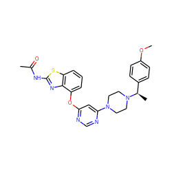 COc1ccc([C@@H](C)N2CCN(c3cc(Oc4cccc5sc(NC(C)=O)nc45)ncn3)CC2)cc1 ZINC000028702019