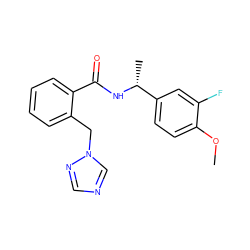 COc1ccc([C@@H](C)NC(=O)c2ccccc2Cn2cncn2)cc1F ZINC000019458660