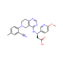COc1ccc([C@@H](CC(=O)O)Nc2ncnc3c2CN(c2ccc(C)cc2C#N)CC3)cn1 ZINC000148181560