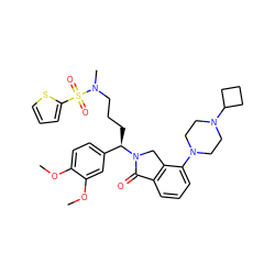 COc1ccc([C@@H](CCCN(C)S(=O)(=O)c2cccs2)N2Cc3c(cccc3N3CCN(C4CCC4)CC3)C2=O)cc1OC ZINC000049695130