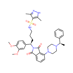COc1ccc([C@@H](CCCNS(=O)(=O)c2c(C)n[nH]c2C)N2C(=O)c3cccc(N4CCN([C@H](C)c5ccccc5)CC4)c3C2=O)cc1OC ZINC000049694450