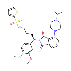 COc1ccc([C@@H](CCCNS(=O)(=O)c2cccs2)N2C(=O)c3cccc(N4CCN(C(C)C)CC4)c3C2=O)cc1OC ZINC000043153953