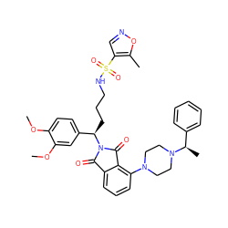 COc1ccc([C@@H](CCCNS(=O)(=O)c2cnoc2C)N2C(=O)c3cccc(N4CCN([C@H](C)c5ccccc5)CC4)c3C2=O)cc1OC ZINC000049670136