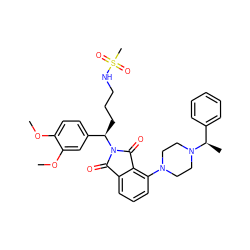 COc1ccc([C@@H](CCCNS(C)(=O)=O)N2C(=O)c3cccc(N4CCN([C@H](C)c5ccccc5)CC4)c3C2=O)cc1OC ZINC000049680042