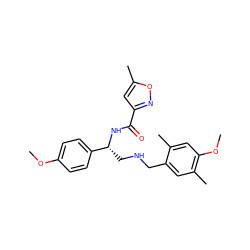 COc1ccc([C@@H](CNCc2cc(C)c(OC)cc2C)NC(=O)c2cc(C)on2)cc1 ZINC000653847526