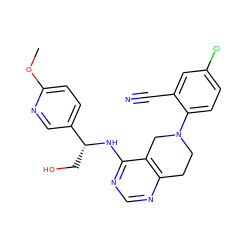 COc1ccc([C@@H](CO)Nc2ncnc3c2CN(c2ccc(Cl)cc2C#N)CC3)cn1 ZINC000145553232