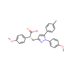 COc1ccc([C@@H](Cc2cc(-c3ccc(C)cc3)n(-c3ccc(OC)cc3)n2)C(=O)O)cc1 ZINC000028962663