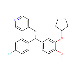 COc1ccc([C@@H](Cc2ccncc2)c2ccc(F)cc2)cc1OC1CCCC1 ZINC000013441995
