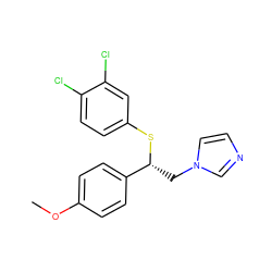 COc1ccc([C@@H](Cn2ccnc2)Sc2ccc(Cl)c(Cl)c2)cc1 ZINC000005503216