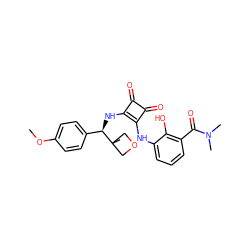 COc1ccc([C@@H](Nc2c(Nc3cccc(C(=O)N(C)C)c3O)c(=O)c2=O)C2(C)COC2)cc1 ZINC000207341545