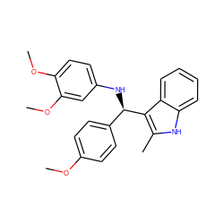 COc1ccc([C@@H](Nc2ccc(OC)c(OC)c2)c2c(C)[nH]c3ccccc23)cc1 ZINC000103247886