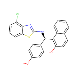 COc1ccc([C@@H](Nc2nc3c(Cl)cccc3s2)c2c(O)ccc3ccccc23)cc1 ZINC000169352036