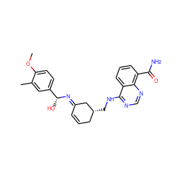 COc1ccc([C@@H](O)/N=C2\C=CC[C@@H](CNc3ncnc4c(C(N)=O)cccc34)C2)cc1C ZINC000169700711