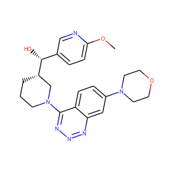 COc1ccc([C@@H](O)[C@H]2CCCN(c3nnnc4cc(N5CCOCC5)ccc34)C2)cn1 ZINC000148311935