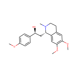 COc1ccc([C@@H](O)C[C@H]2c3cc(OC)c(OC)cc3CCN2C)cc1 ZINC000028524949