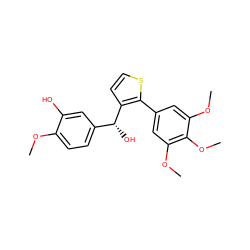 COc1ccc([C@@H](O)c2ccsc2-c2cc(OC)c(OC)c(OC)c2)cc1O ZINC000026388872