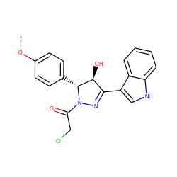 COc1ccc([C@@H]2[C@@H](O)C(c3c[nH]c4ccccc34)=NN2C(=O)CCl)cc1 ZINC000012475433