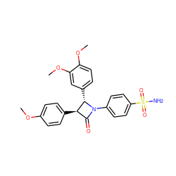 COc1ccc([C@@H]2C(=O)N(c3ccc(S(N)(=O)=O)cc3)[C@H]2c2ccc(OC)c(OC)c2)cc1 ZINC001772642410
