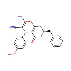 COc1ccc([C@@H]2C(C#N)=C(N)OC3=C2C(=O)C[C@H](Cc2ccccc2)C3)cc1 ZINC000064540605