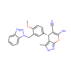 COc1ccc([C@@H]2C(C#N)=C(N)Oc3n[nH]c(C)c32)cc1Cn1nnc2ccccc21 ZINC000018137849