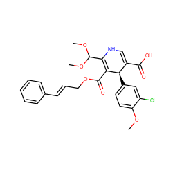 COc1ccc([C@@H]2C(C(=O)O)=CNC(C(OC)OC)=C2C(=O)OC/C=C/c2ccccc2)cc1Cl ZINC000084654148