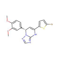 COc1ccc([C@@H]2C=C(c3ccc(Br)s3)Nc3ncnn32)cc1OC ZINC000101730522