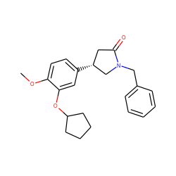 COc1ccc([C@@H]2CC(=O)N(Cc3ccccc3)C2)cc1OC1CCCC1 ZINC000034435386