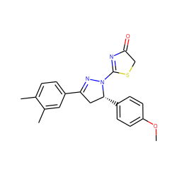 COc1ccc([C@@H]2CC(c3ccc(C)c(C)c3)=NN2C2=NC(=O)CS2)cc1 ZINC000095578364