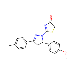 COc1ccc([C@@H]2CC(c3ccc(C)cc3)=NN2C2=NC(=O)CS2)cc1 ZINC000073295083