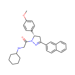 COc1ccc([C@@H]2CC(c3ccc4ccccc4c3)=NN2C(=O)CNC2CCCCC2)cc1 ZINC000013146601