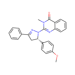 COc1ccc([C@@H]2CC(c3ccccc3)=NN2c2nc3ccccc3c(=O)n2C)cc1 ZINC000040392582