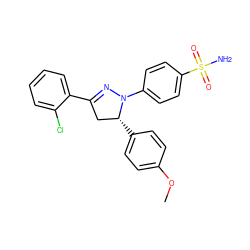 COc1ccc([C@@H]2CC(c3ccccc3Cl)=NN2c2ccc(S(N)(=O)=O)cc2)cc1 ZINC000061958729