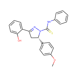 COc1ccc([C@@H]2CC(c3ccccc3O)=NN2C(=S)Nc2ccccc2)cc1 ZINC000029045514