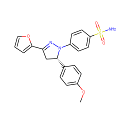 COc1ccc([C@@H]2CC(c3ccco3)=NN2c2ccc(S(N)(=O)=O)cc2)cc1 ZINC000653809956