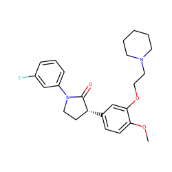 COc1ccc([C@@H]2CCN(c3cccc(F)c3)C2=O)cc1OCCN1CCCCC1 ZINC000003987188