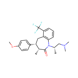 COc1ccc([C@@H]2Cc3c(cccc3C(F)(F)F)N([C@@H](C)CN(C)C)C(=O)[C@@H]2C)cc1 ZINC000013450800