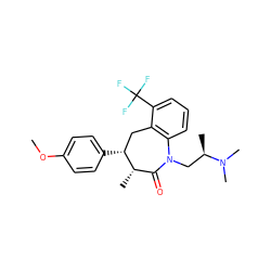 COc1ccc([C@@H]2Cc3c(cccc3C(F)(F)F)N(C[C@@H](C)N(C)C)C(=O)[C@@H]2C)cc1 ZINC000013450791