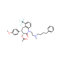 COc1ccc([C@@H]2Cc3c(cccc3C(F)(F)F)N(CCN(C)CCCCc3ccccc3)C(=O)[C@@H]2OC(C)=O)cc1 ZINC000027877261
