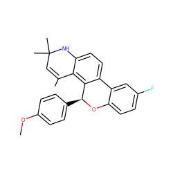 COc1ccc([C@@H]2Oc3ccc(F)cc3-c3ccc4c(c32)C(C)=CC(C)(C)N4)cc1 ZINC000013777161