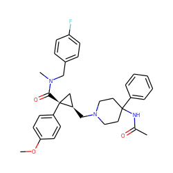 COc1ccc([C@]2(C(=O)N(C)Cc3ccc(F)cc3)C[C@H]2CN2CCC(NC(C)=O)(c3ccccc3)CC2)cc1 ZINC000066097184