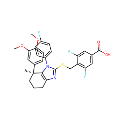 COc1ccc([C@]2(C)CCCc3nc(SCc4c(F)cc(C(=O)O)cc4F)n(-c4ccc(F)cc4)c32)cc1OC ZINC001772600323