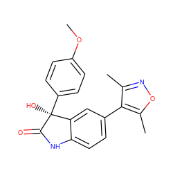 COc1ccc([C@]2(O)C(=O)Nc3ccc(-c4c(C)noc4C)cc32)cc1 ZINC000219520072