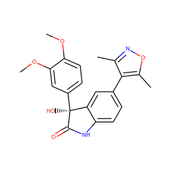 COc1ccc([C@]2(O)C(=O)Nc3ccc(-c4c(C)noc4C)cc32)cc1OC ZINC000219519924