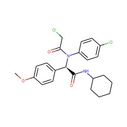 COc1ccc([C@H](C(=O)NC2CCCCC2)N(C(=O)CCl)c2ccc(Cl)cc2)cc1 ZINC000008682986