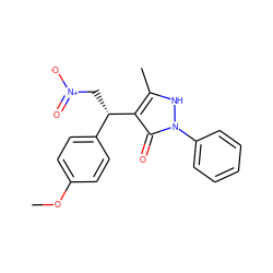 COc1ccc([C@H](C[N+](=O)[O-])c2c(C)[nH]n(-c3ccccc3)c2=O)cc1 ZINC000005488199