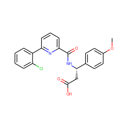 COc1ccc([C@H](CC(=O)O)NC(=O)c2cccc(-c3ccccc3Cl)n2)cc1 ZINC000261125138