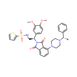 COc1ccc([C@H](CNS(=O)(=O)c2cccs2)N2C(=O)c3cccc(N4CCN([C@@H](C)c5ccccc5)CC4)c3C2=O)cc1OC ZINC000049680154